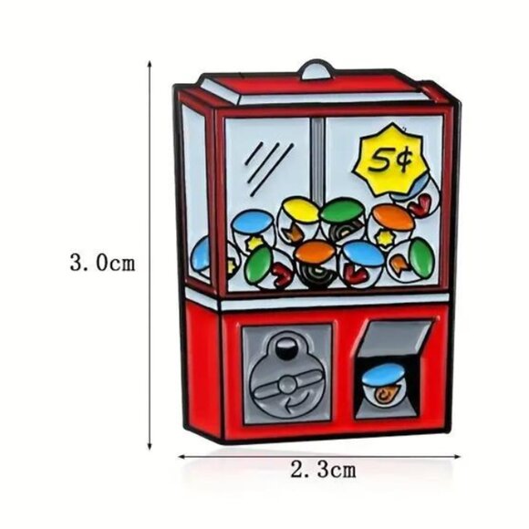 Retro Gumball Machine Enamel Pin - Cute Vintage Arcade - Picture 2 of 2